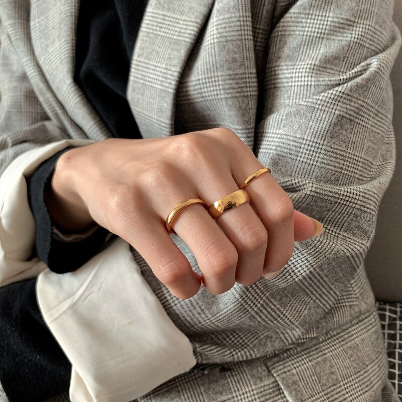 Verkoop Bezoedelen Gratis Vergulde Vinger Ring Minimalistische Rvs Basic Circle Ringen Voor Vrouwen Meisje Trendy Sieraden