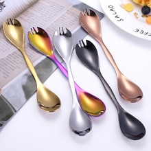 Stainless Steel Double-headed Spoon Fork Multifunctional Dual-purpose Spoon Portable Tableware Kitchen Tools