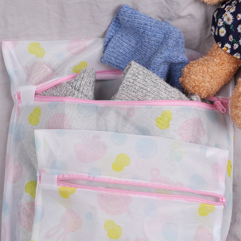 Printing Zippered Mesh Laundry Bag Polyester Laundry Wash Bags Coarse Net Laundry Basket for Washing Machines Mesh Bra Bag