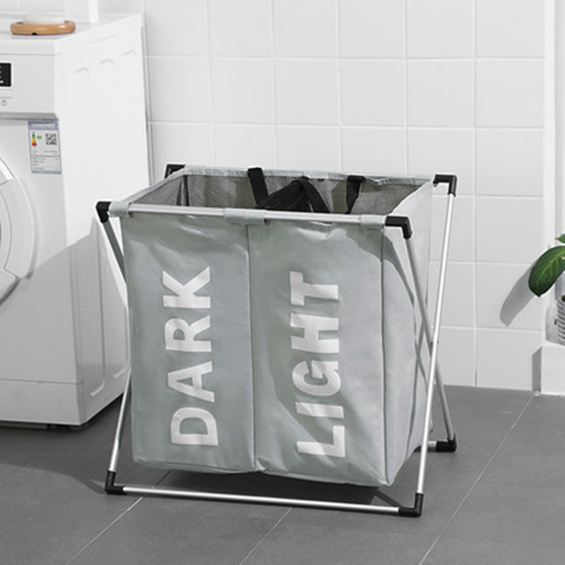 Foldable Dirty Laundry Basket Organizer Detachable Three Grid Home Laundry Hamper Sorter Waterproof Large Laundry Basket