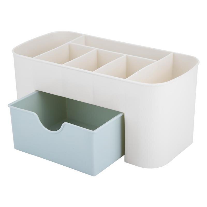 Tiroir de rangement à Double couche pour produits cosmétiques, boîte à compartiments multiples, pour colliers, bijoux, bureau, commode, étagères, articles ménagers: Blue