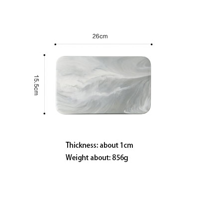 10/12inch Ceramic Marble Dinner Plate for Bread Pizza Chopping Board For Fruit Cutting Flat Rectangle Tray Steak Dish Tableware: A