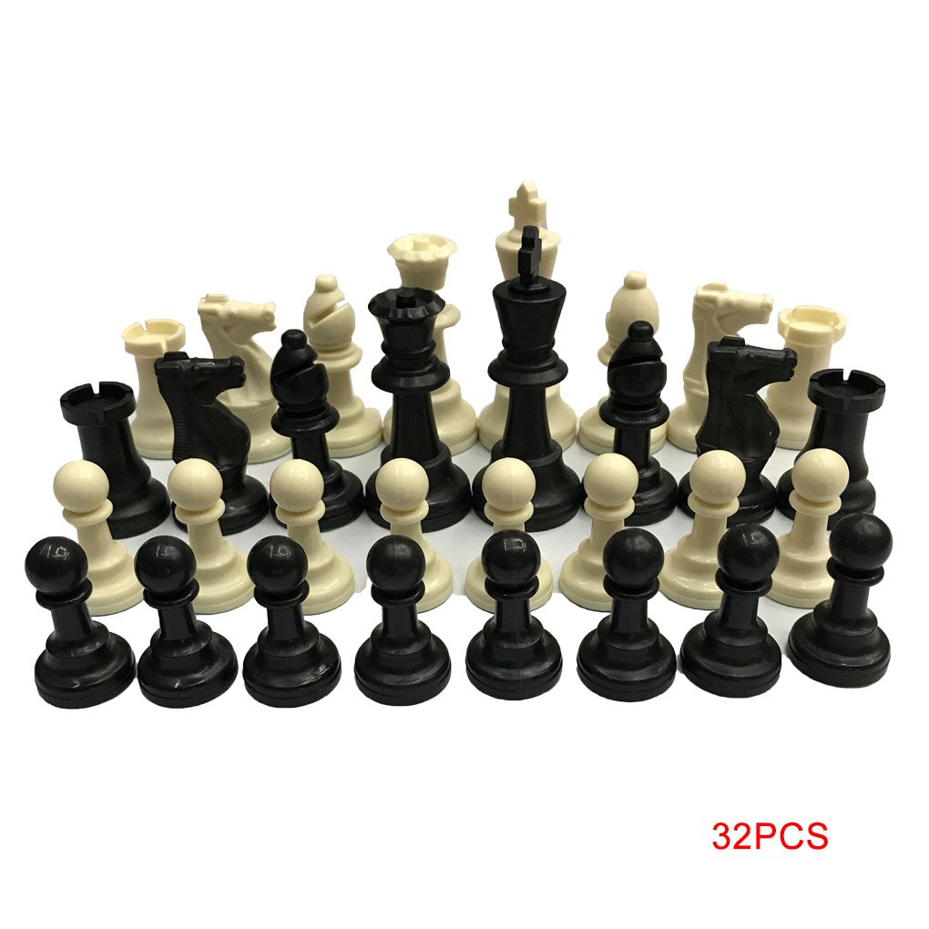 Træ skak sæt 7.7cm konge 32 skak brikker figurer bønder voksne børn turnering spil legetøj praktisk at bære eller opbevare: 9.5cm