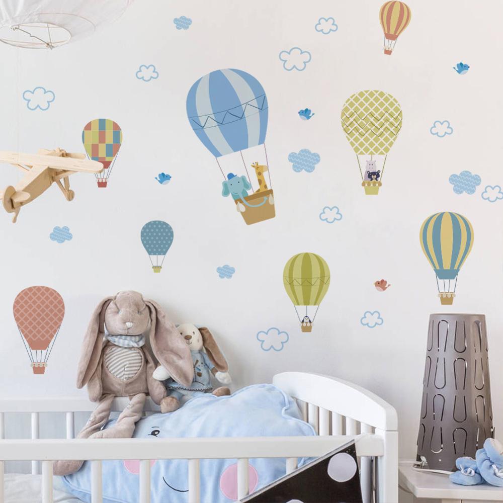 Hvid sky luftballon wallsticker baby soveværelse børneværelse dekoration tapet boligindretning vægmaleri aftagelige klistermærker