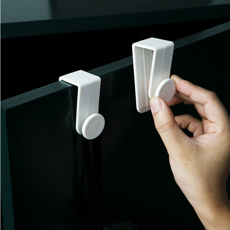 2 uds ganchos de puerta blancos ganchos de colgador de soporte de toalla de armario de cocina