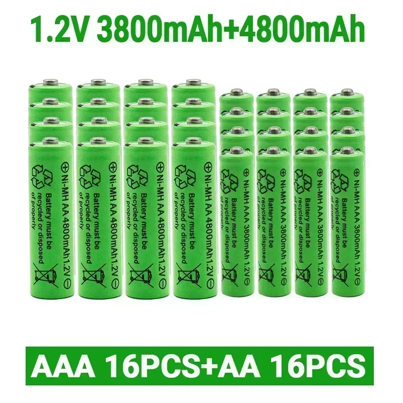 1,2 V AA 4800 mAh oplaadbare NI-MH-batterijen + 1,2 V AAA 3800 mAh oplaadbare batterij NI-MH-batterij
