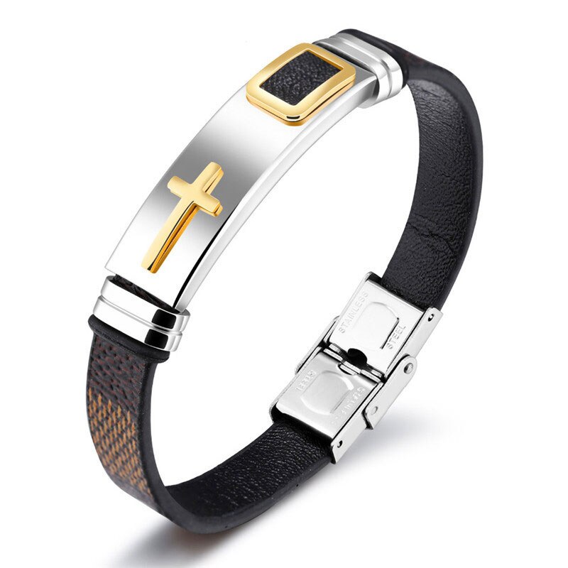 ZORCVENS – ceinture en maille d&#39;acier inoxydable pour hommes, 12mm, Bracelet de montre, croix, breloque, chrétien, fermoir à boucle réglable: 80538