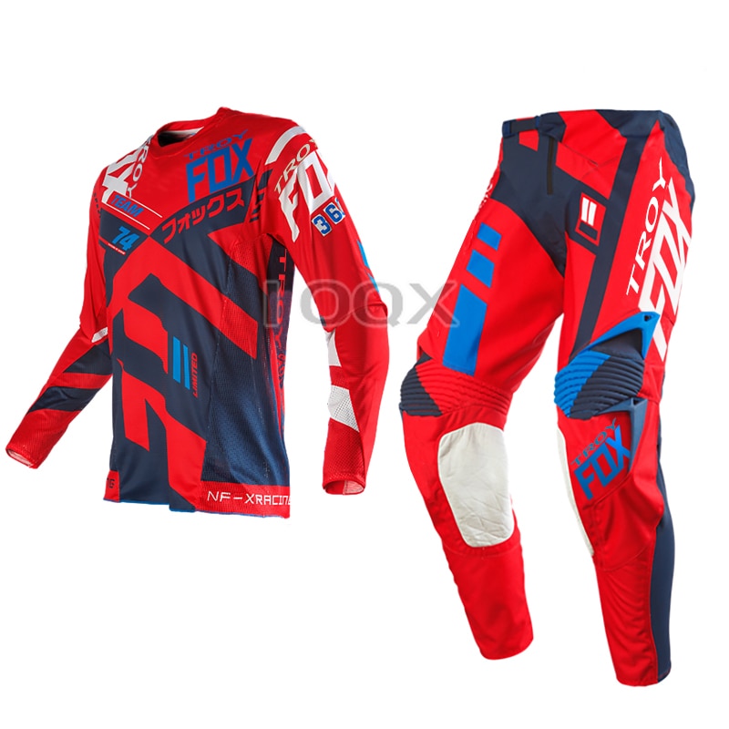 Troy Fox 360 Divizion Gear Set Motocross Motorbike MX Dirt Bike Mountain Bicycle Offroad Suit Racing Mens Kits: Jersey XL Pant 36 / Red