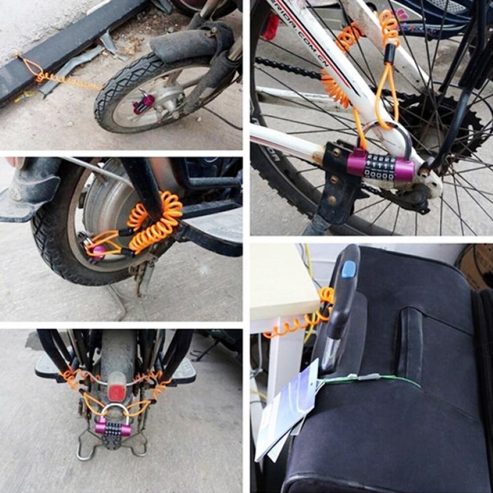 120cm Motorcycle Motorbike Safety Disc Brake Lock Spring Reminder Cable Coil Chic