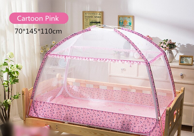 Mosquitera para niños, cunas bonitas, Red de Cama, Yurts mongulares, soportes inferiores para tienda, dosel Infantil, decoración para habitación de bebé: Cartoon Pink 70x145