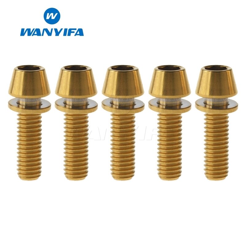 Wanyifa M5X16 18 20 Titanium Ti Taper Head Bolt Screw with Washer for Bike Part Bicycle Stem