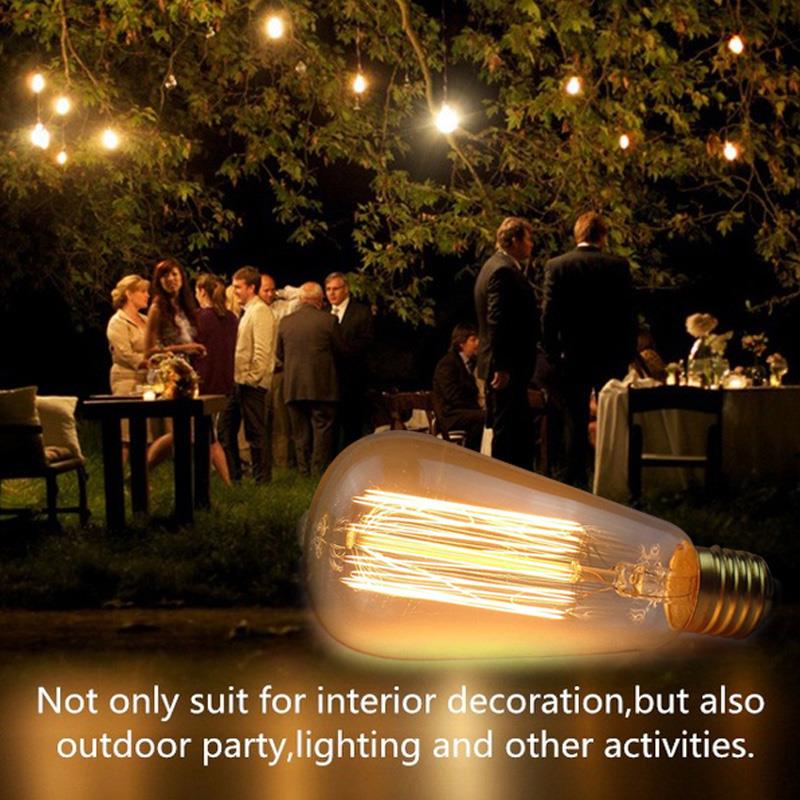 E27 Tungsten Filament Glass Incandescent Bulbs Edison Light Bulb W-Filament Bulb Droplight Lamp Warm White Transparent Lights