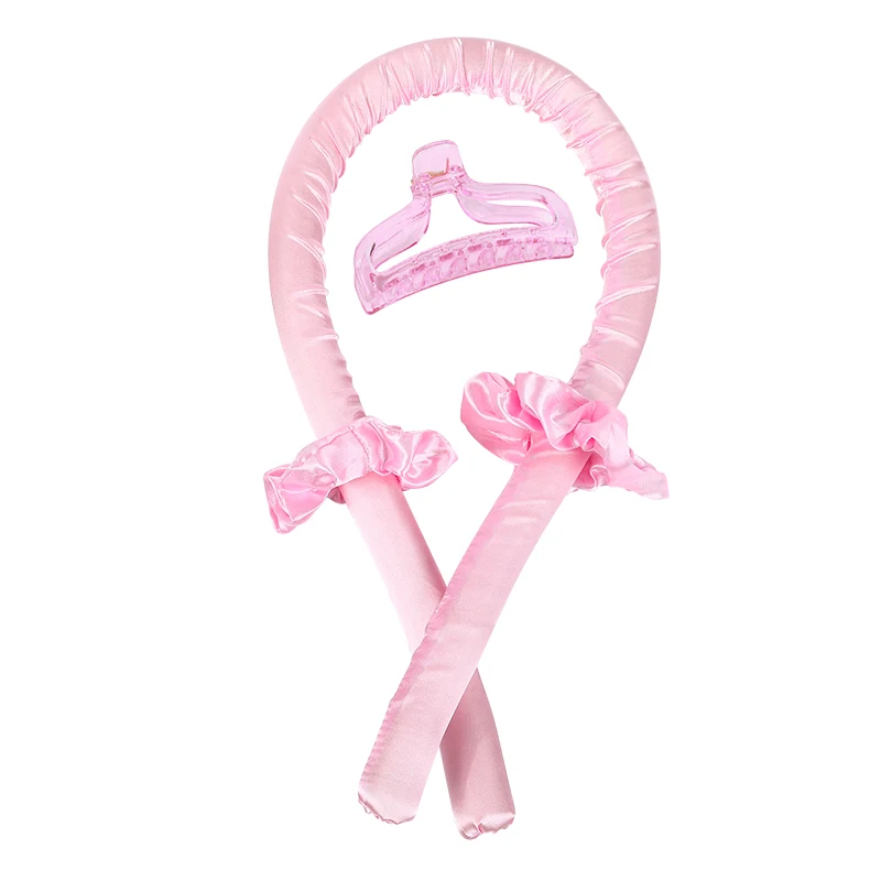 Heatless Curling Rod Hoofdband Geen Warmte Zijden Krullen Lint Haarrollers Slapen Zachte Hoofdband Luie Haarkrulspelden Haar Styling Tools: Roze