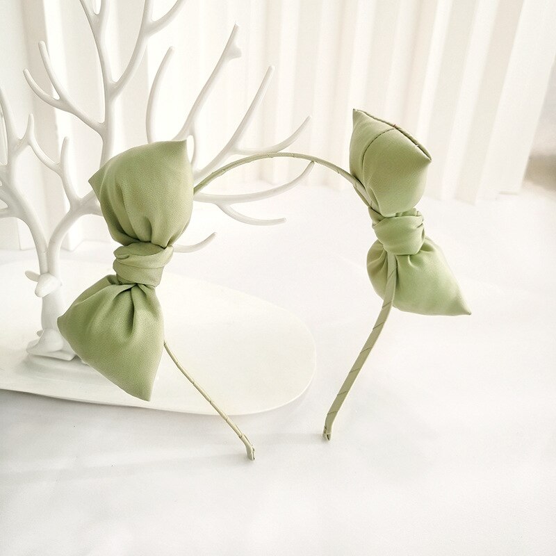Serre-tête à Double nœud papillon pour filles, serre-tête coréen, accessoires de cheveux, tendance, mignon, mobile, en peluche: vert clair