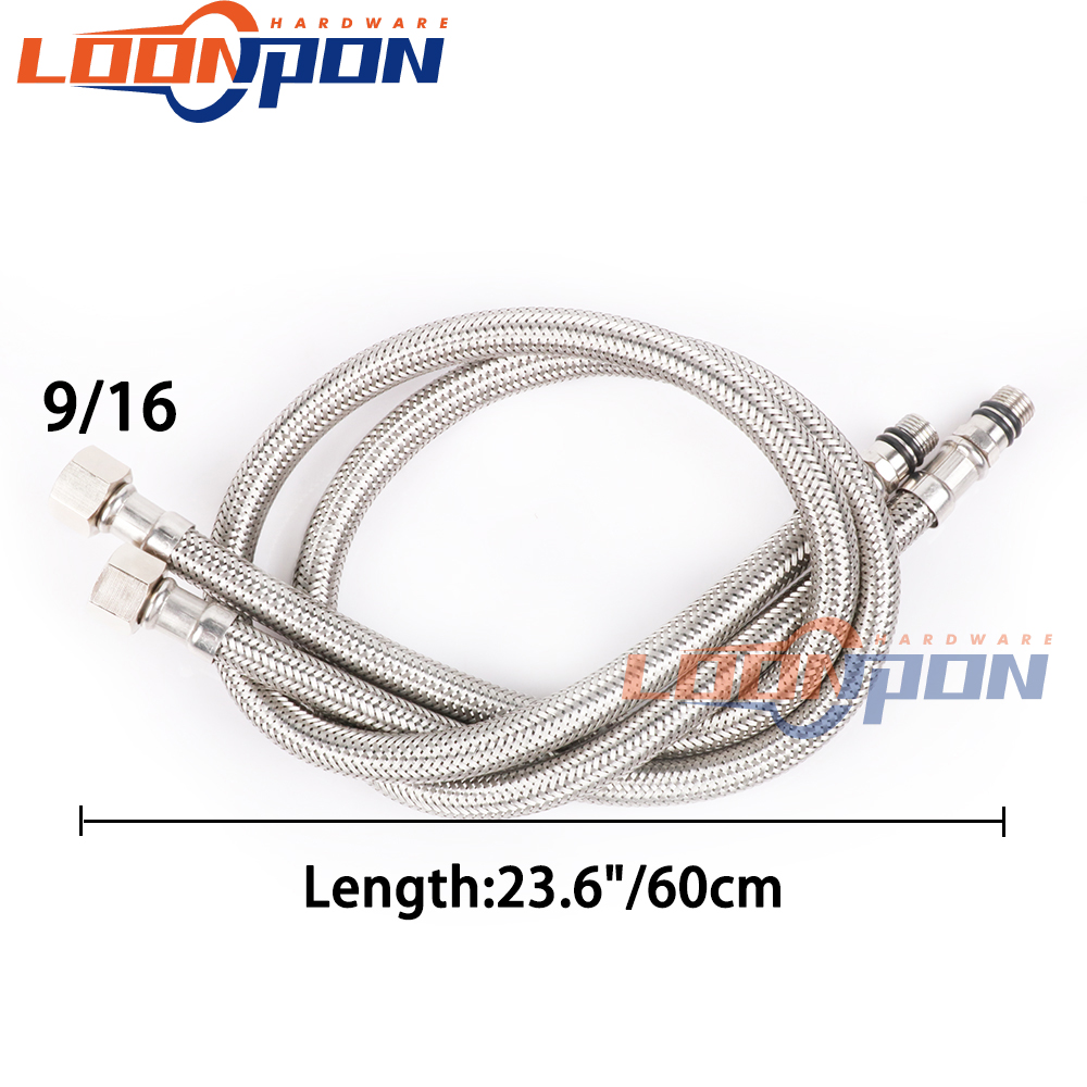 Warm En Koud Water Inlaat Pijp Wees Slang Lange Staaf Staaldraad Explosieveilige Metalen Sanitair Slangen Badkamer Keuken 2Pcs: 9-16