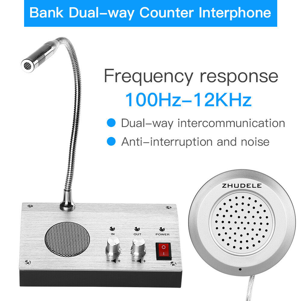 Dual-Way Window Counter Intercom Interphone System Bank/Hospital/School/Foodcar
