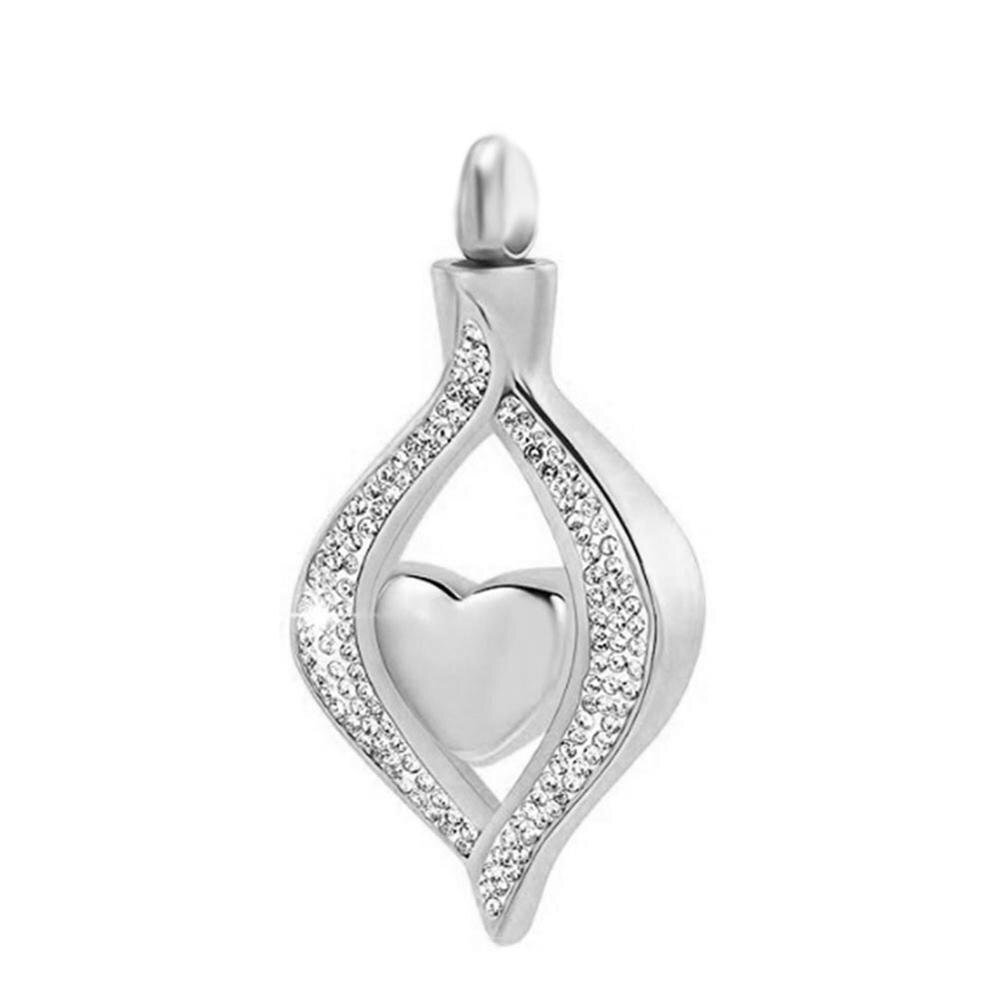 Gioielli in cremazione in acciaio inossidabile per ceneri The Eye of My Heart gioielli commemorativi per ricordo incisi per ciondolo collana in urna: Silver No Engrave