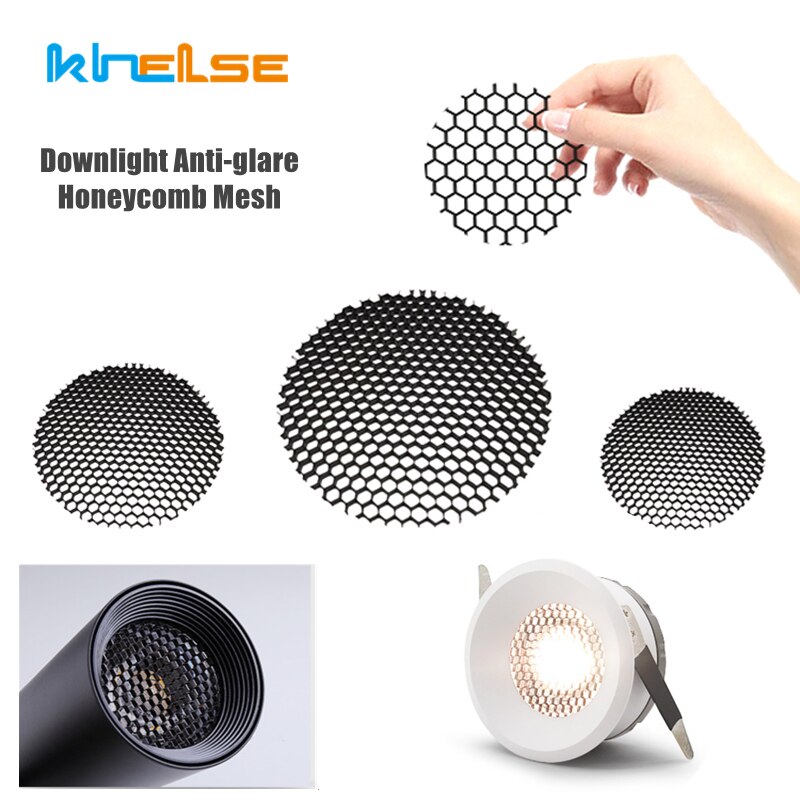 Luz descendente LED antideslumbrante, cubierta de malla de panal, foco de luz de pista, luz suave, redondo de aluminio, antideslumbrante, sombra de parrilla Hoo