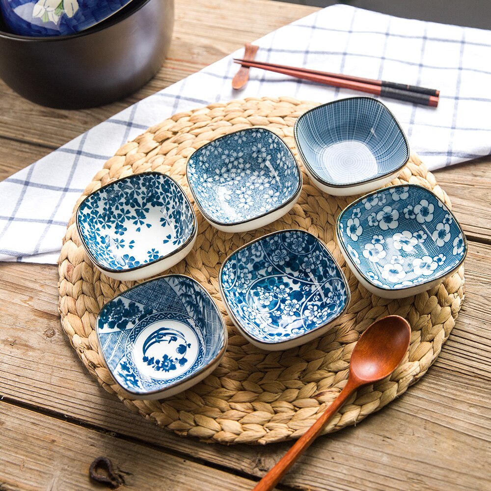 Japanese HENGFENG ceramic rice bowl square shape small bowl dish for
