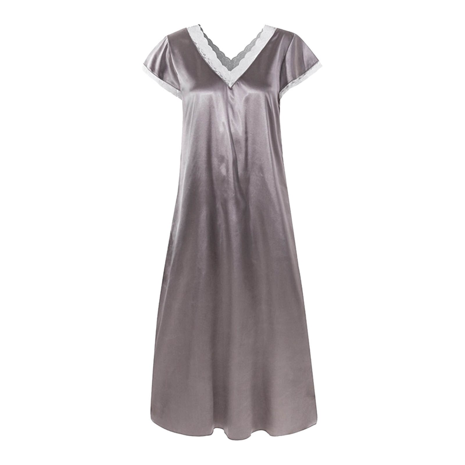 Night Dress Women Short Sleeve V Neck Homewear Long Dress Nightgowns Sleepwear Nachtkleding Vrouwen Night Gown For Women