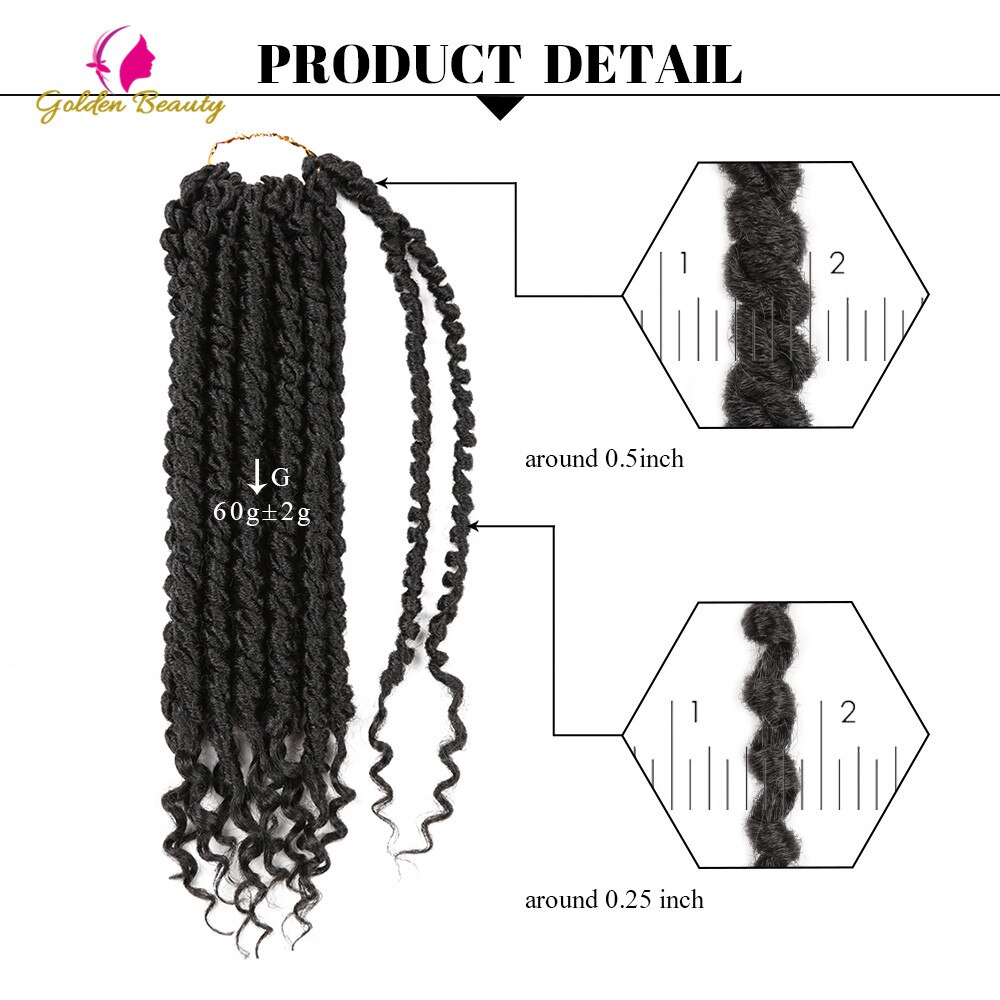 Golden Beauty Spring Senegalese Twist Crochet Hair 14" Havana Mambo Crochet Braids Dreadlocks Synthetic Braiding Hair Extension