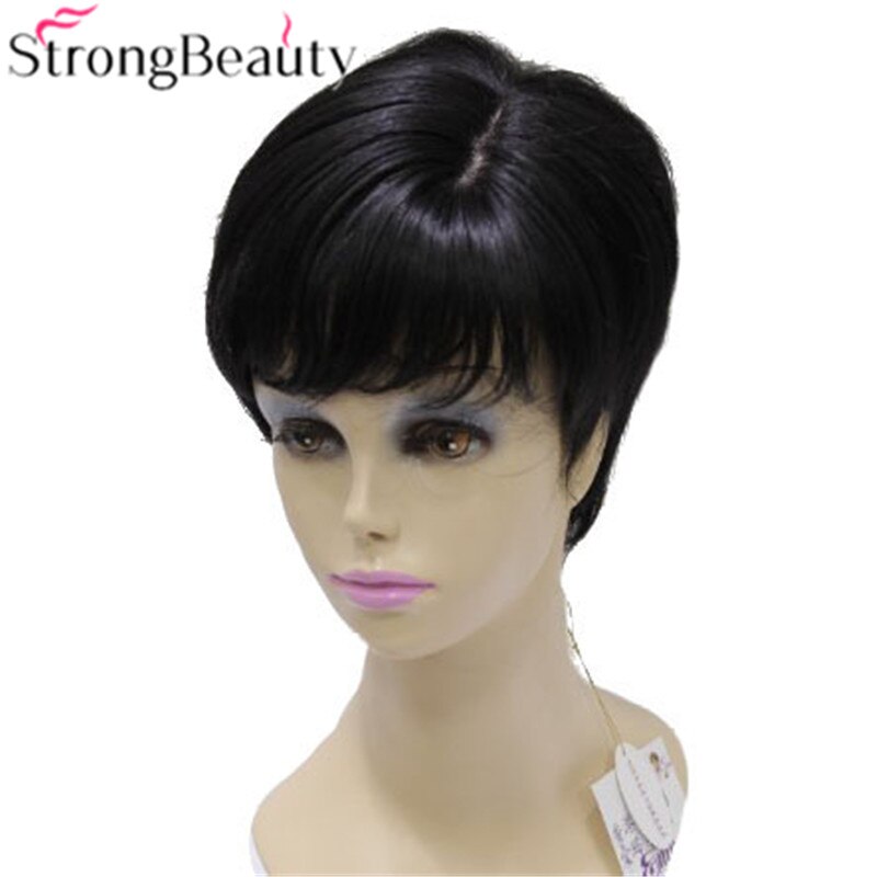 Peluca de cabello sintético para mujer, cabellera sintética lisa, resistente al calor, color marrón oscuro: 2