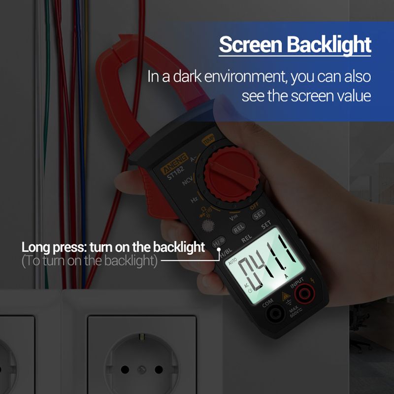 ST182 Digital Clamp Meter Ammeter AC Current Multimeter DC/AC Voltage Tester Amp Hz Capacitance NCV Ohm Temperature Test