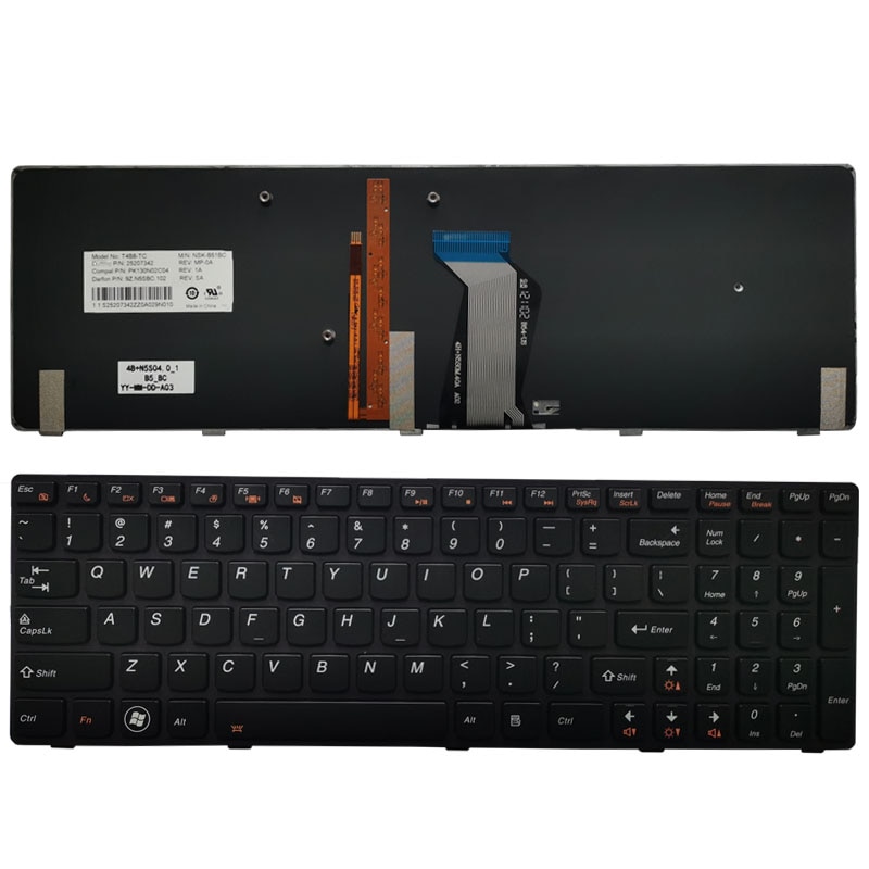Backlit Us Keyboard Voor Lenovo Ideapad Y580 Y580N Y580NT Engels Zwart 25207342 PK130N02C04
