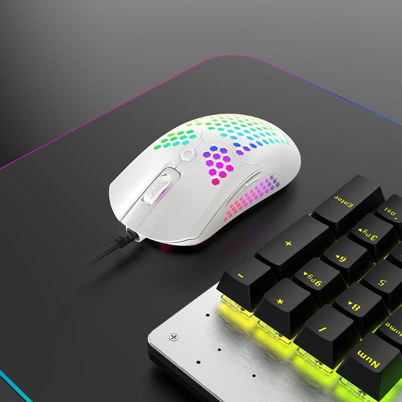 M5 Hollow-out Honeycomb Shell Gaming Mouse Colorful RGB Backlit Light Wired Mice