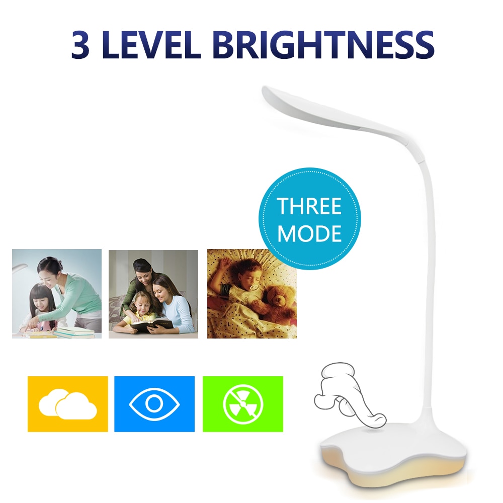 LED bureaulamp touch usb 3 Niveau Dimbare led Tafellamp Studie leeslamp voor slaapkamer Nachtlampje boek licht LAOPAO