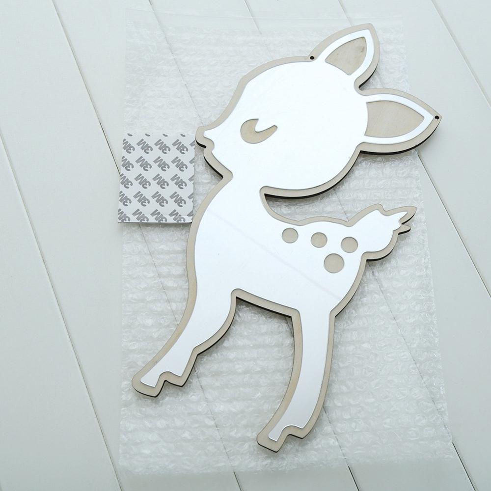 Nordisk skandinavien stil kawaii barnkammare dekorativ spegel väggmålning venetiansk badrum rund plexiglas vägg spegel dekorativ spegel: Rådjur