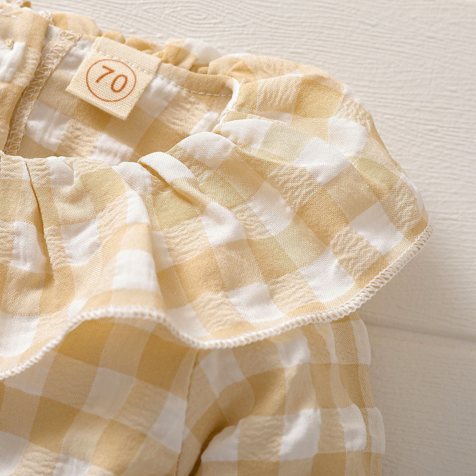 Toddler Girls Round Collar Romper Suit, Baby Long Sleeve One Piece Bodysuit, Summer Plaid Printing Jumpsuits