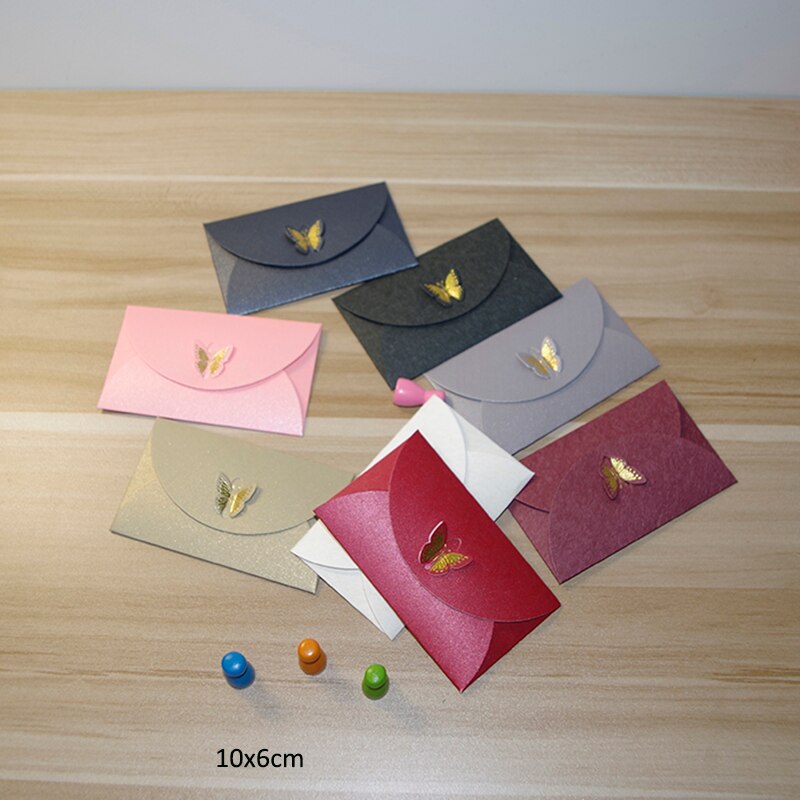100 pçs/lote 10x6 cm 250gsm embrassed Bonito de ouro Borboleta Clasp Envelopes/Convite da Festa de casamento, coisas Vip cartões, Namecards