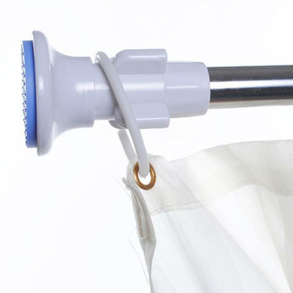 Telescopic Shower Bath Curtain Rail Extendable Heavy Duty Stable Steel Pole Rod Blue Head Telescopic Shower Curtain Rod