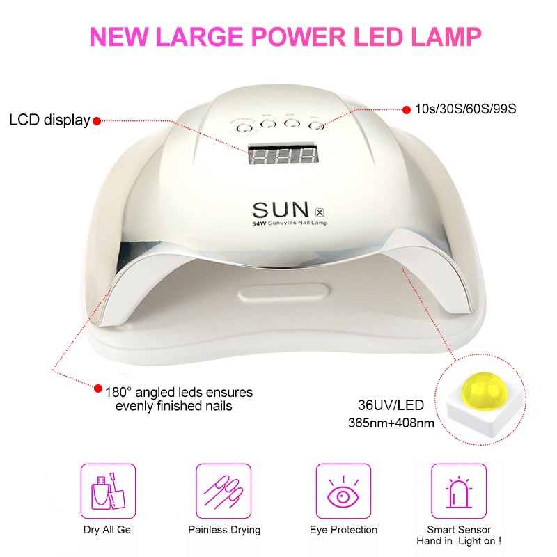 Secador de uñas , lámpara LED UV de 78W para todo tipo de esmaltes de uñas de Gel, 39 Uds. LED de secado rápido, con temporizador y Sensor inteligente