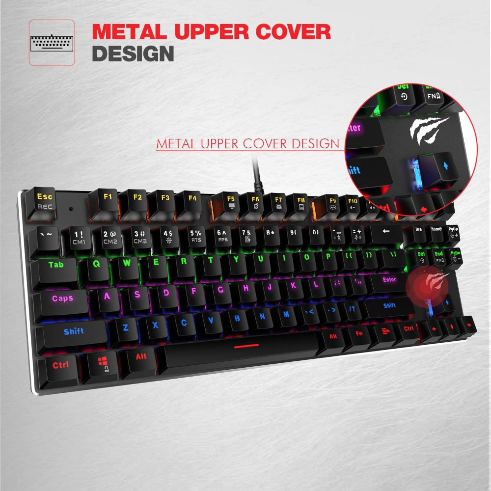 HAVIT Mechanical Keyboard 87 / 104 Keys Blue / Red Switch Wired USB Gaming Keyboard Backlight RU/US Keyboard For Desktop Laptop