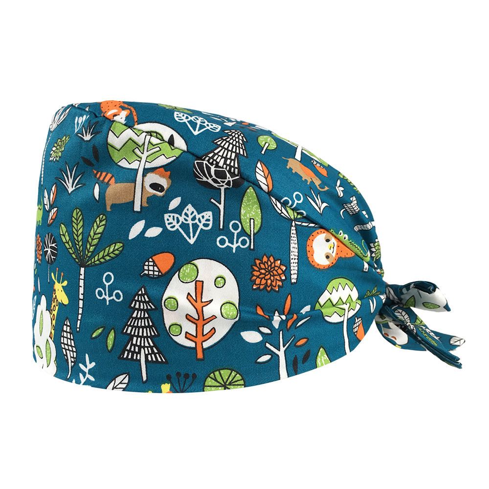 Unisexe impression spa travail casquettes réglable coton laboratoire anti-poussière travail chapeau dent beauté Scrubs casquettes animal club opérateur chapeau: hat12095