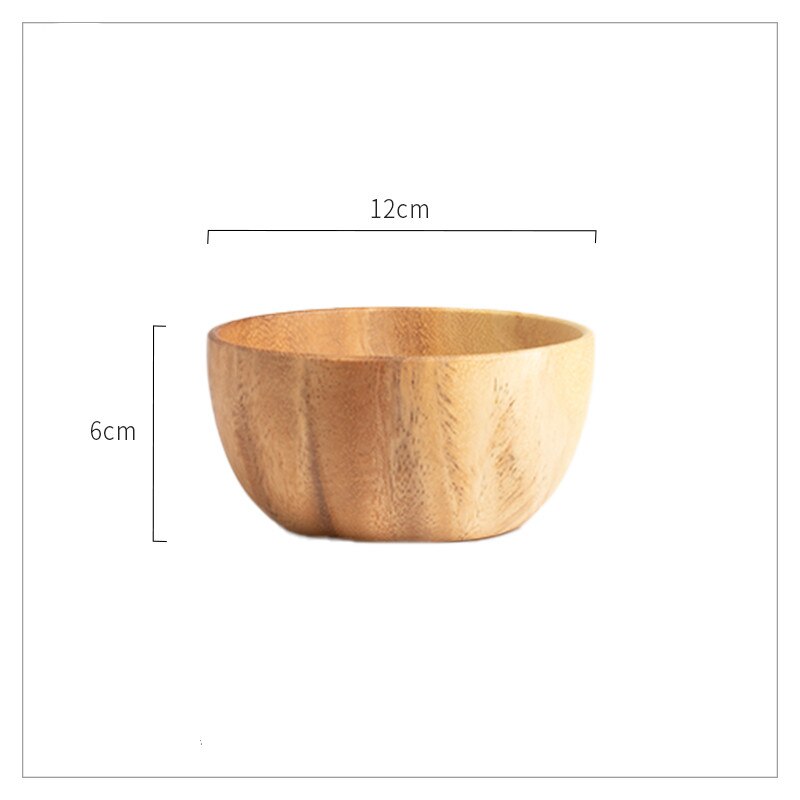 Cuenco de madera hecho a mano de estilo japonés, utensilios de cocina de madera de Acacia, tazón de Ramen para sopa, batidos, utensilio de cocina: 12x6cm