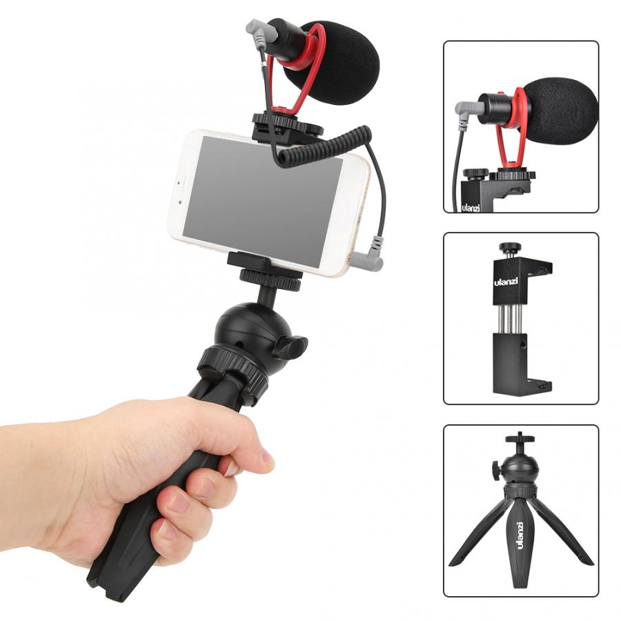 Ulanzi Smartphone Video Kit Telefoon Fotografie Live Vlog Set Omvat Statief Telefoon Clip Led Verlichting Microfoon Handheld Stabilizer: Kit 3