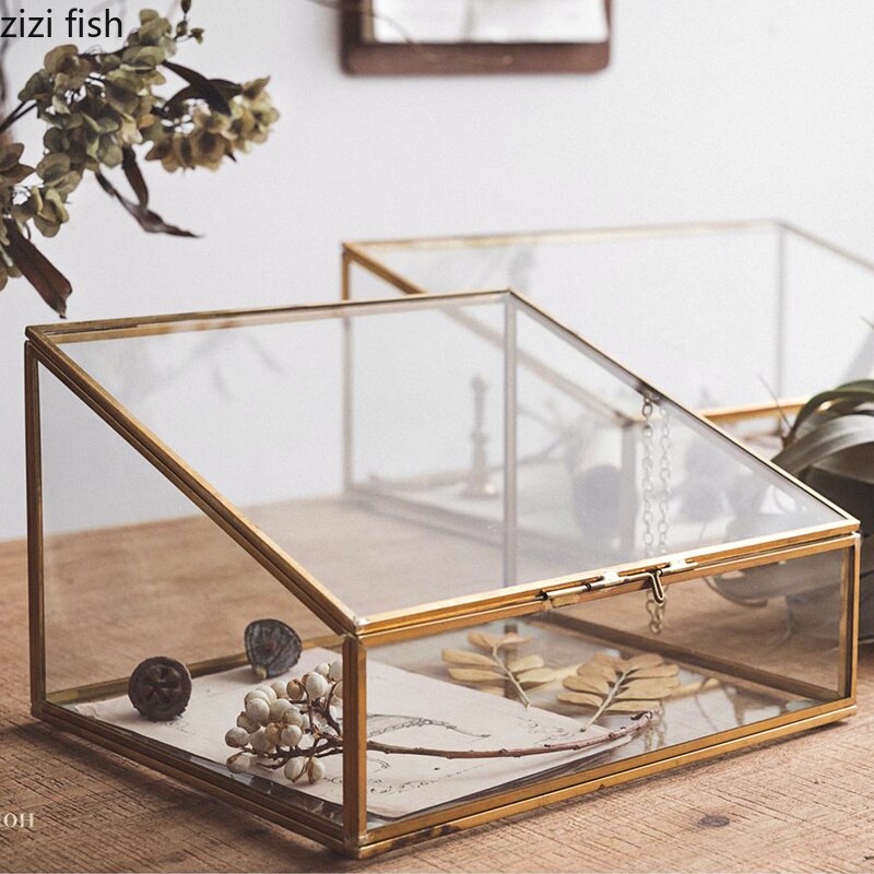 Paniers de rangement nordiques, verre, cuivre, boîte de rangement, organisateur pour la maison pour bijoux, collier, présentoir de Dessert, présentoir, décoration