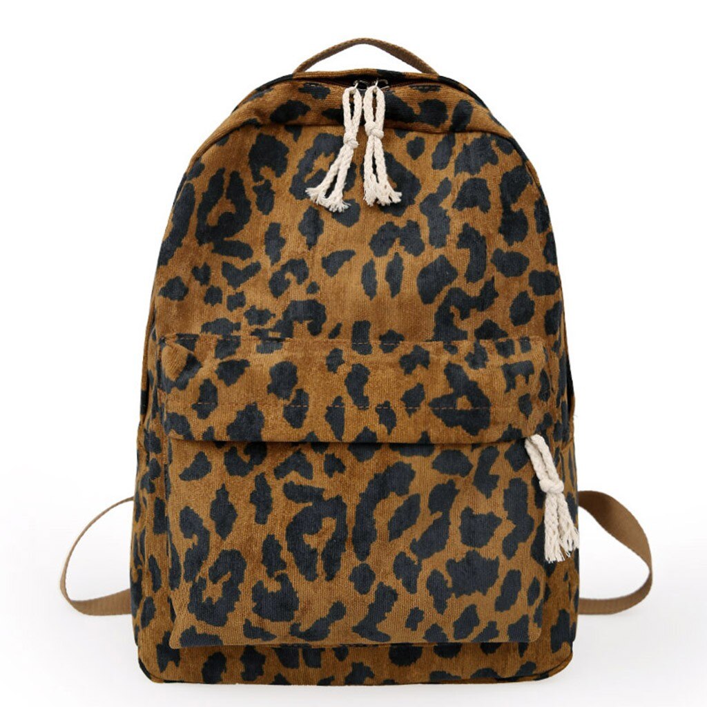 frauen Leopard Rucksack Cord Doppel Gürtel Reise Rucksack Dame Zip Leopard Tasche Große Kapazität Sport Tasche Plecak: Default Title