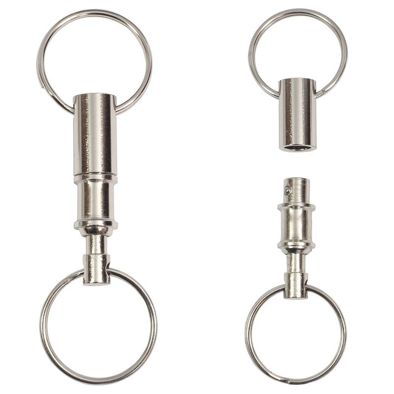 1 pcs Dual Detachable Key Chain Snap Lock Holder Steel Chrome Pull-Apart Key Rings Removable Keyring Keychain