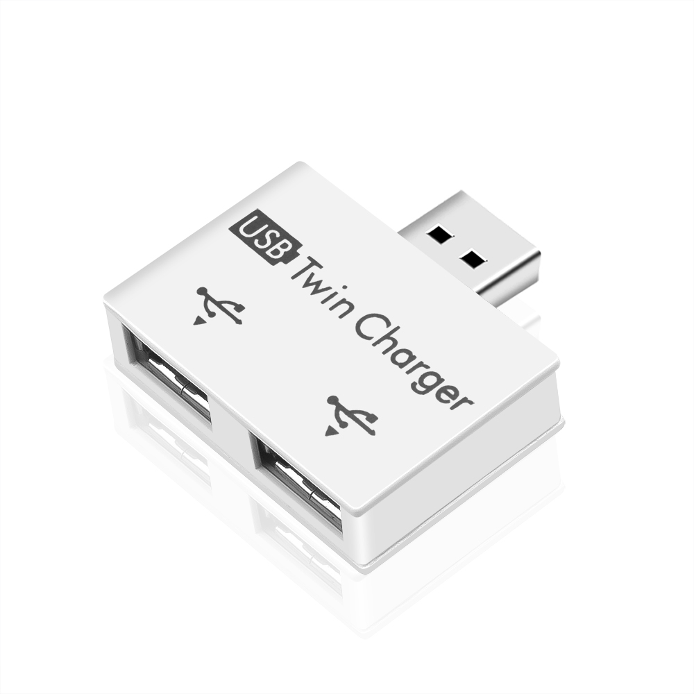Kebidu usb 2.0 han til dobbelt oplader dual 2 port usb splitter hub adapter konverter opladning usb ledning stik til bærbar pc