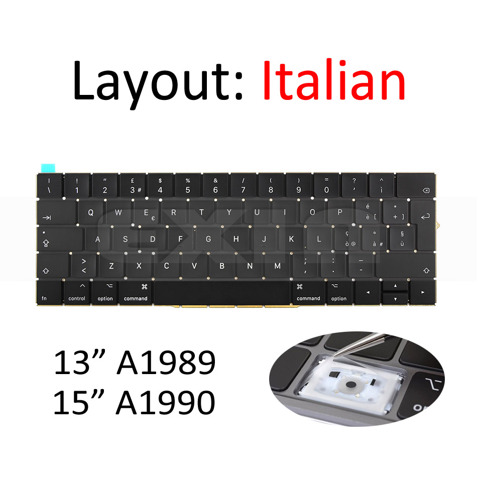 A1989 A1990 Toetsenbord US UK Engels voor Macbook Pro 13 "15" Toetsenbord MR9Q2 MR932 MR942 EMC 3124 EMC 3215: Bruin