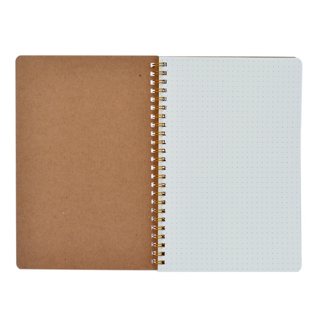 A5 Medium Dotted Grid Spiral Notebook Journal Cardboard Cover 100 Pages Durable Notepad for Diary Planning Activities Signing