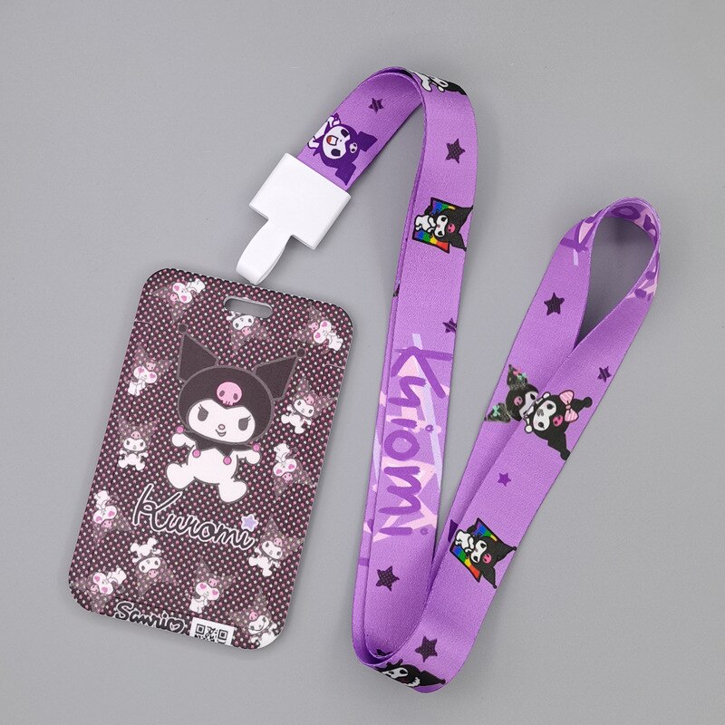 TAKARA TOMY Cute Cartoon Hello Kitty Printed Anime Bus Card Set Light Industry Card Lanyard Campus Meal Card: F