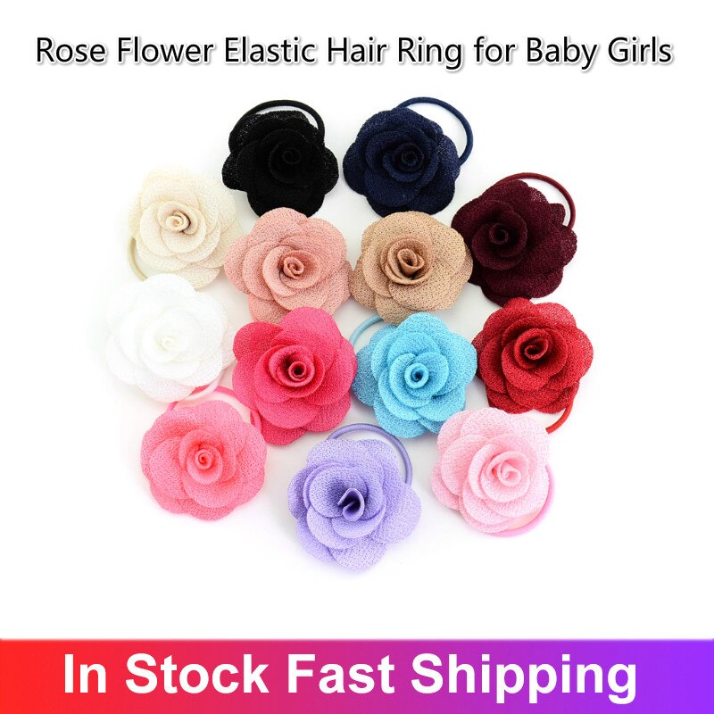 Women Big Rose Flower Elastic Hair Ring Girls Hair Bands Elastic Hair Rubber Bands Hair Accessories For Baby Girl Bebe