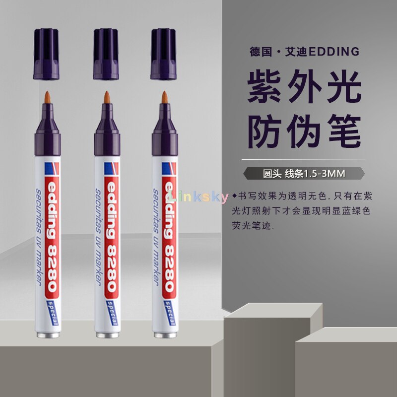 Edding 8280, Uv Marker, Uv Colour,UV Ultra Violet Security Marker Pen Postcode Marker - ,permanent, low odour