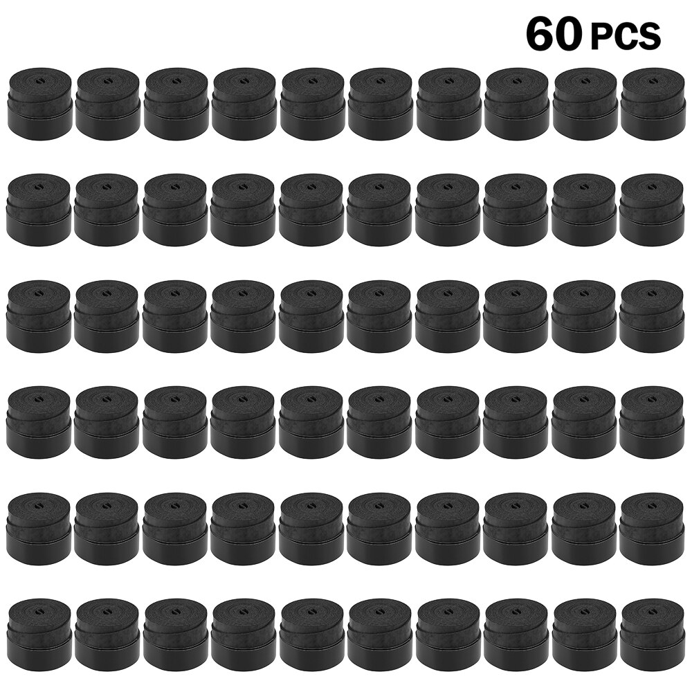 Outdoor Sport 10Pcs/25Pcs/60 Pcs Anti-Slip Tennis Badminton Racquet Grips Zweetband Polyurethaan Training oefenen: Black 60psc