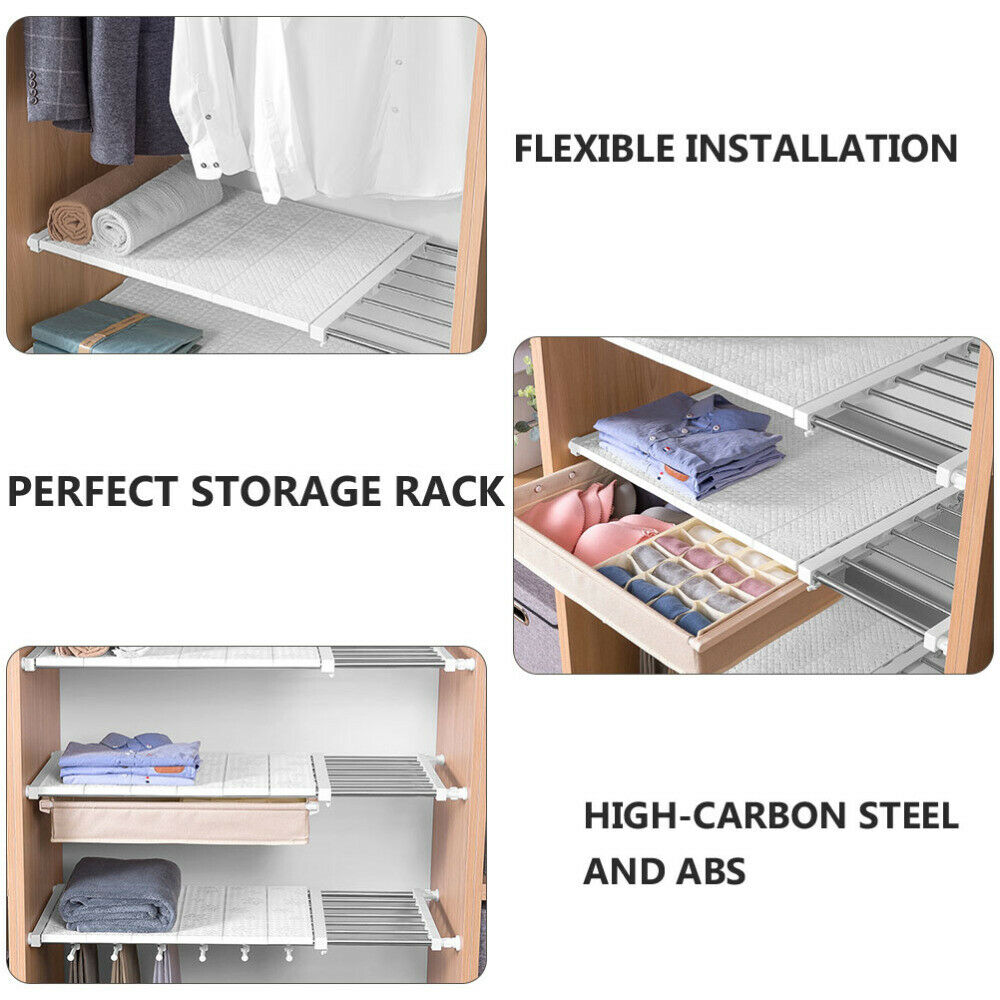 Closet Dividers Shelf Drawer Dividers Expandable Separator Nail-Free Storage Rack Shelf for Kitchen Bathroom Wardrobe